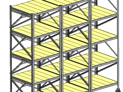 Three-section shelving 3D-Modell