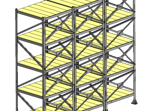 Three-section shelving 3D Model