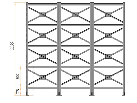 Three-section shelving Modello 3D