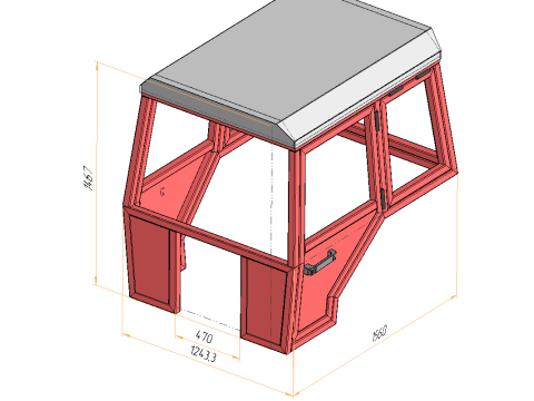 Frame of mini tractor cabin 3D Model