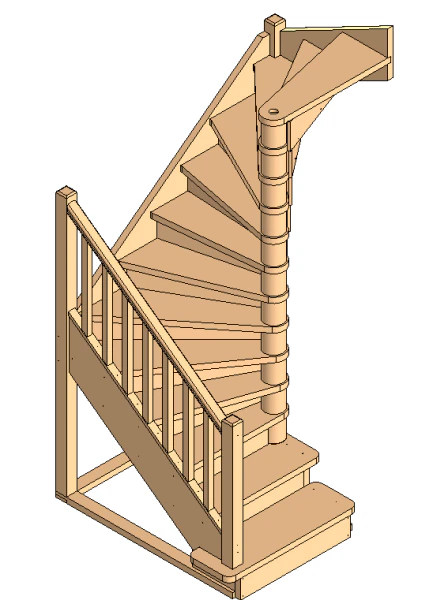 Spiral wooden staircase 01 3D Model .c4d .max .obj .3ds .fbx .stl .blend 