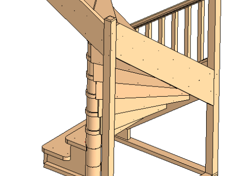 Spiral wooden staircase 01 3D Model