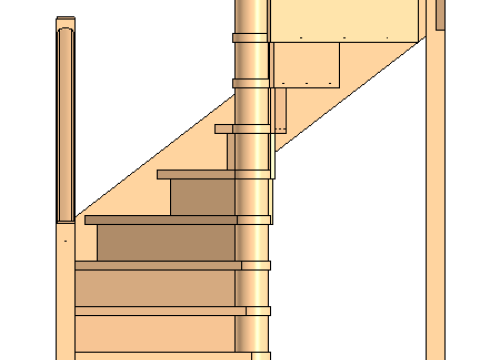 Spiral wooden staircase 01 3D Model