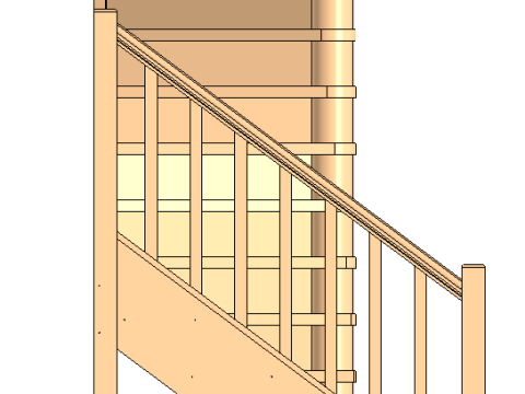 Spiral wooden staircase 01 3D Model