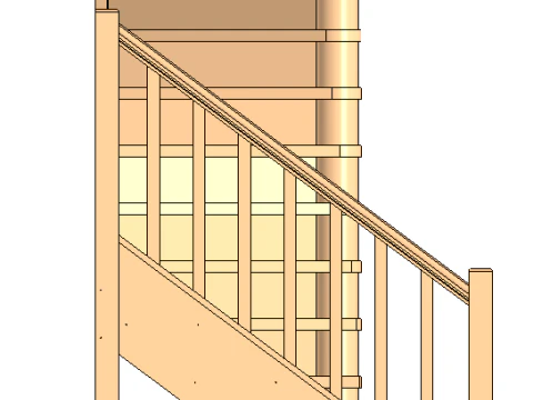 Spiral wooden staircase 01 3D Model