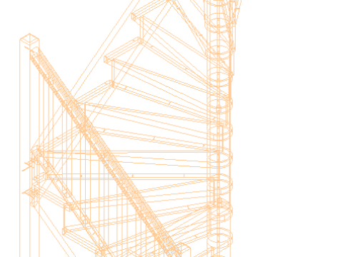 Spiral wooden staircase 01 3D Model
