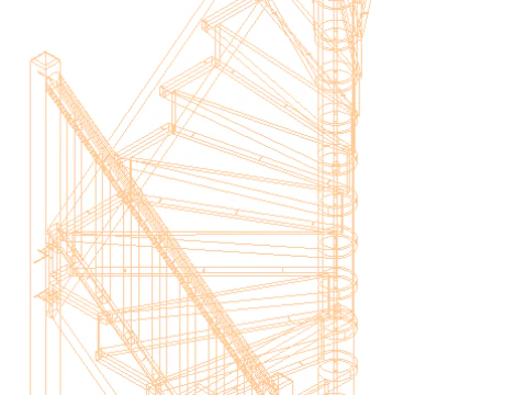 Spiral wooden staircase 01 3D Model