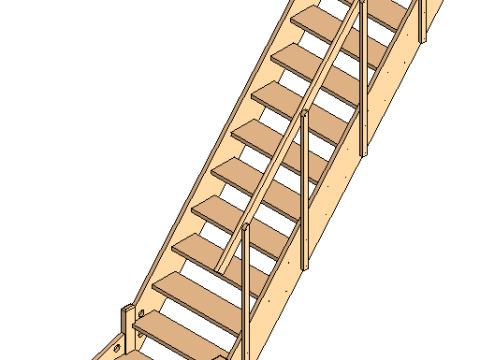 Wooden staircase 02 3D Model