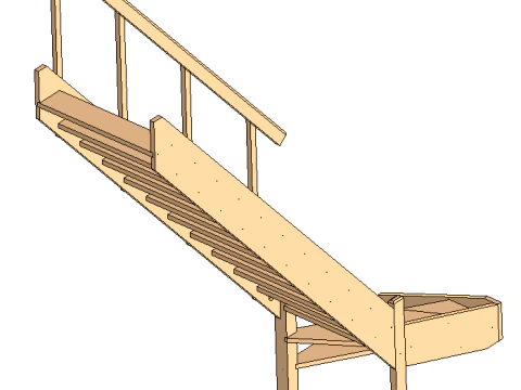 Wooden staircase 02 3D Model