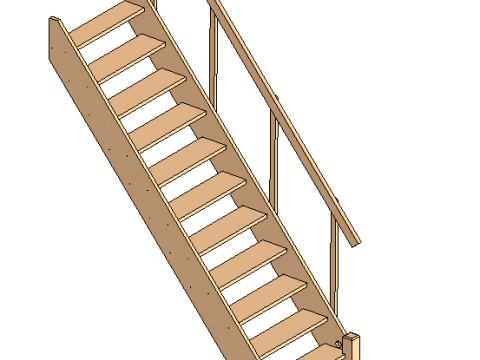 Wooden staircase 02 Modello 3D