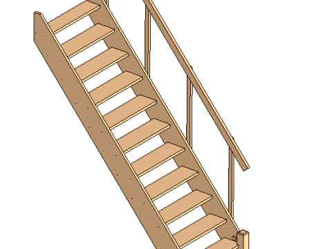 Wooden staircase 02 3D Model