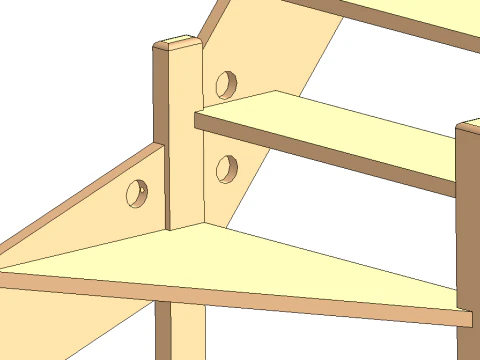 Wooden staircase 02 3D Model