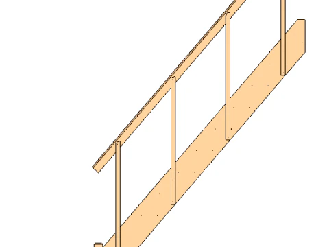 Wooden staircase 02 3D Model