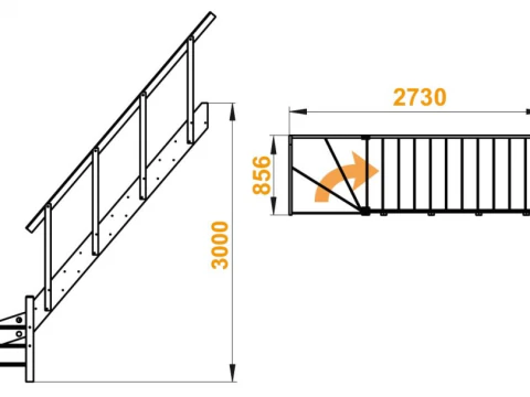 Wooden staircase 02 3D Model