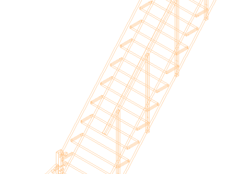 Wooden staircase 02 Modello 3D