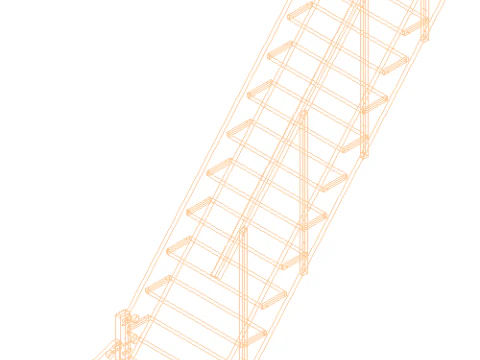 Wooden staircase 02 3D Model