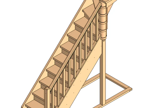 Ahşap merdiven 03 3D Model