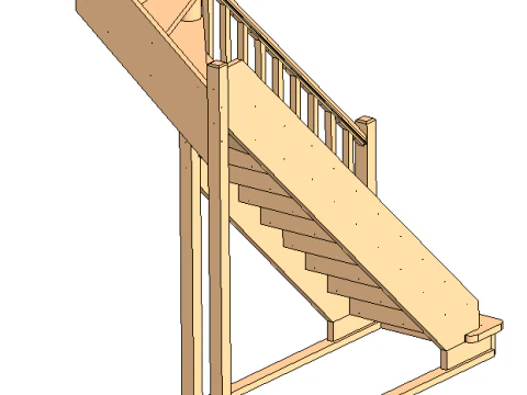 Wooden staircase 03 3D Model