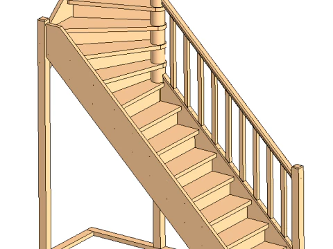 Wooden staircase 03 3D Model