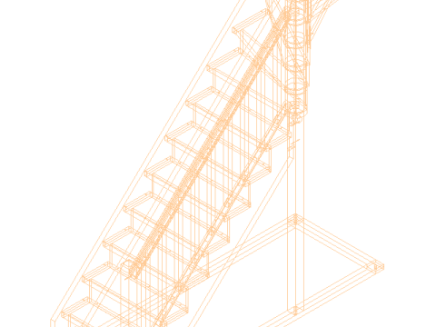 Wooden staircase 03 3D 模型