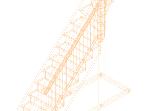Wooden staircase 03 3D Model