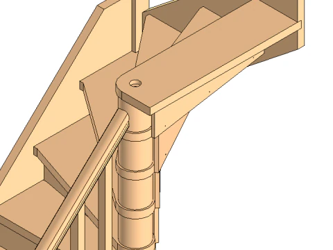 Wooden staircase 03 3D Model