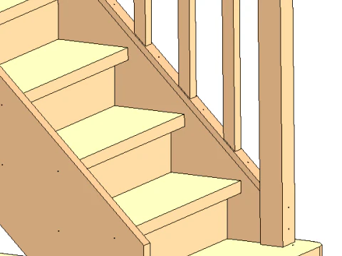 Wooden staircase 03 3D Model