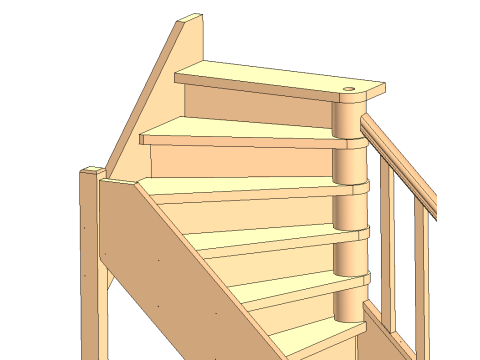 Wooden staircase 03 3D 模型
