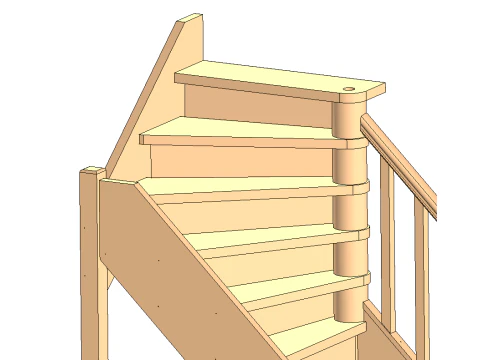 Wooden staircase 03 3D Model