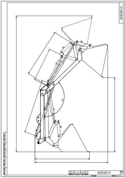 Loader on tractor Technical Drawing 3D Model .c4d .max .obj .3ds .fbx .stl .blend 