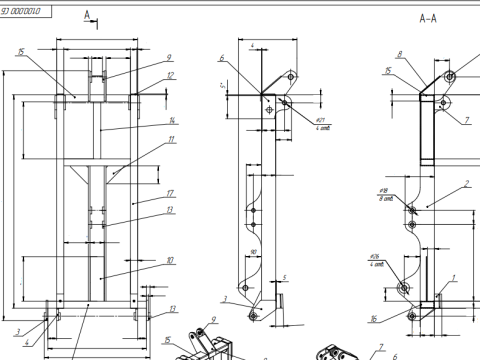 Loader on tractor Technical Drawing Modello 3D