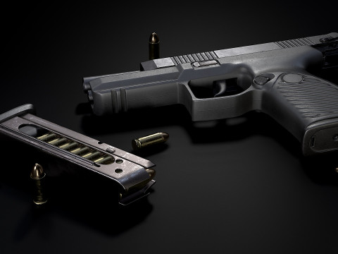 Handgun Udav 9x21 Low-poly 3D Model