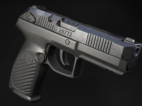Handgun Udav 9x21 Low-poly 3D Model