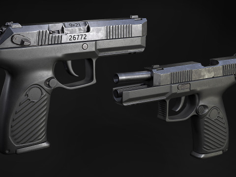 Handgun Udav 9x21 Low-poly 3D Model