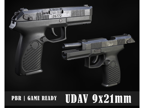 Handgun Udav 9x21 Low-poly 3D Model