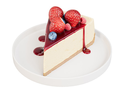New York Cheesecake with Berries and Syrup Modelo 3D