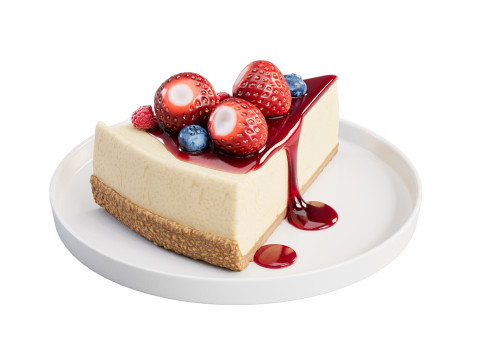 New York Cheesecake with Berries and Syrup Modelo 3D