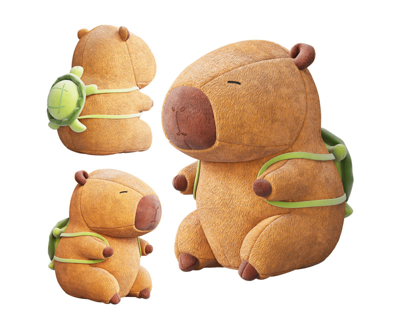 Soft toy Capybara with a turtle backpack Model 3D .c4d .max .obj .3ds .fbx .stl .blend