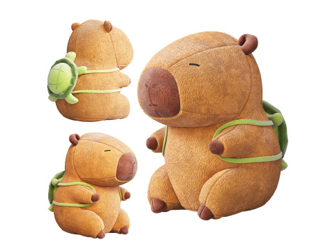 Soft toy Capybara with a turtle backpack Modelo 3D