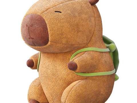 Soft toy Capybara with a turtle backpack Model 3D