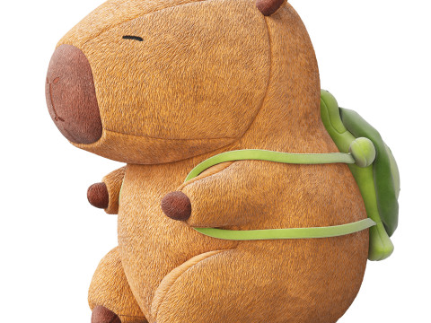 Soft toy Capybara with a turtle backpack Model 3D