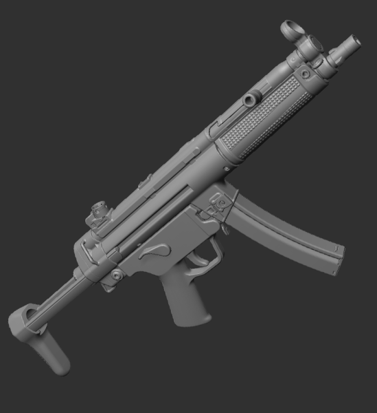 HK MP5 Submachine 3D Print Model .c4d .max .obj .3ds .fbx .stl .blend