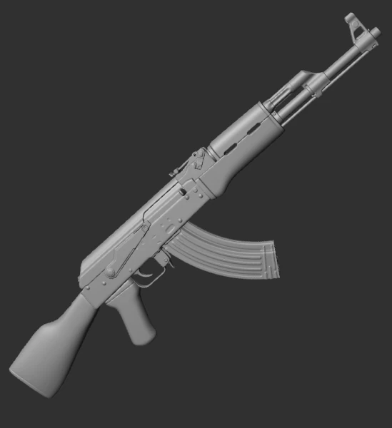 Ak 47 Rifle 3D Print Model .c4d .max .obj .3ds .fbx .stl .blend 