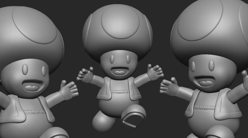Toad Super Mario Bros 3D Print Model .c4d .max .obj .3ds .fbx .stl .blend
