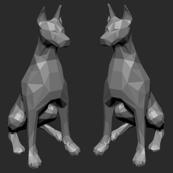 Doberman laag poly 3D printmodel .c4d .max .obj .3ds .fbx .stl .blend