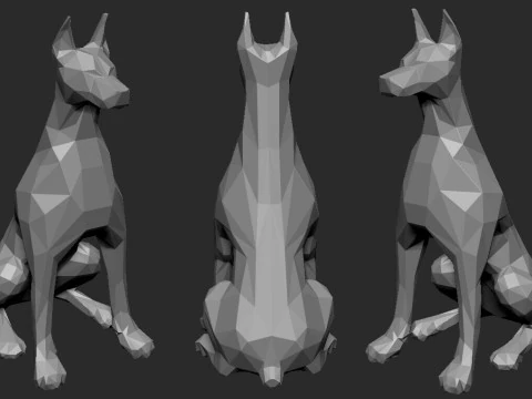 Doberman laag poly 3D printmodel