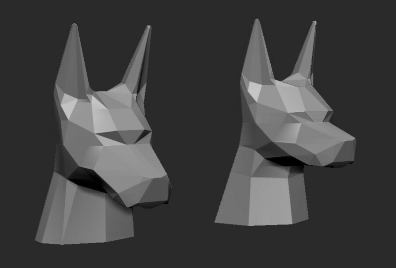 Doberman head low poly Modèles 3D en vedette .c4d .max .obj .3ds .fbx .stl .blend
