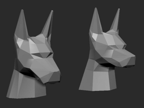 Doberman head low poly 3D प्रिंट मॉडल