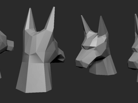 Doberman head low poly Modèles 3D en vedette