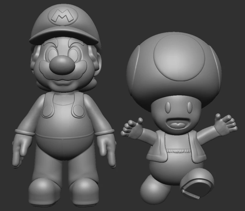Marios Bros and Toad 3D Print Model .c4d .max .obj .3ds .fbx .stl .blend 